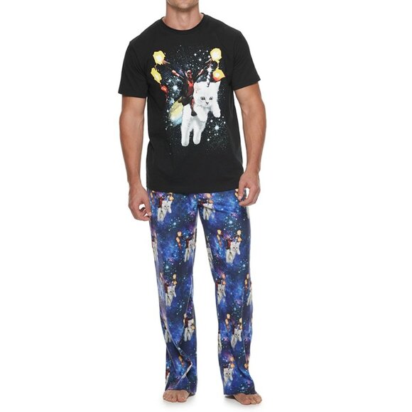 New! Deadpool Unicorn Kitty 2-PC Pajama Set T-Shirt & Lounge Pants - Picture 1 of 4
